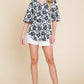BOMBOM Floral Decorative Button V-Neck Top