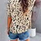 Ruched Printed Mock Neck Half Sleeve Blouse