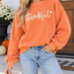 Orange Thankful Embroidered Sweatshirt
