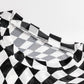 Checkered Mock Neck Long Sleeve Blouse