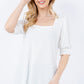 Celeste Full Size Swiss Dot Puff Sleeve Top