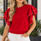 Red Pearl Ruffled Sweater RTS