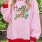 Pink Holly jolly Sequin Sweatshirt