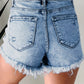 Blue Distressed Acid Wash Denim Shorties