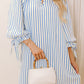 Blue Stripe Knotted Sleeve Dress