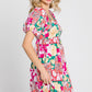 GeeGee Floral Ruff Sleeve Mini Dress
