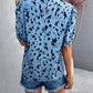 Ruched Printed Mock Neck Half Sleeve Blouse
