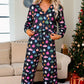 Christmas Lights Print Collared Neck Top and Pants Set