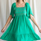 Solid Front Embroidery Dress