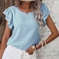 Blue Ruffled Casual Blouse FB