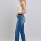 Judy Blue Full Size Plaid Print Cuff Straight Leg Jeans with Pockets