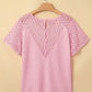 Pink Lace Waffle Knit Blouse