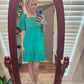 Solid Front Embroidery Dress