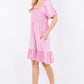Celeste Full Size Ruffle Hem Short Sleeve Smocked Dress