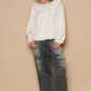 POL V-Neck knit Panel Exposed Seam Top
