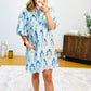 Blue Floral Striped Dress RTS