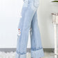 Light-Wash Distressed Flare Jeans