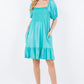 Celeste Full Size Ruffle Hem Short Sleeve Smocked Dress