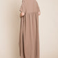BOMBOM Round Neck Ruched Midi Dress