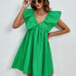 V-Neck Cap Sleeve Mini Dress