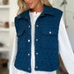 Double Take Full Size Pocketed Texture Snap Down Vest Coat