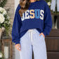 JESUS Pattern Embroidered Sweatshirt