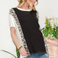 Celeste Full Size Leopard Color Block T-Shirt