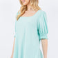 Celeste Full Size Swiss Dot Puff Sleeve Top