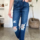Judy Blue Full Size High Waist Rigid Magic Heavy Destroy Straight Jeans