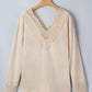 Lace Splicing V Neck Top