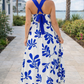 Blue Floral Tie Back Dress RTS