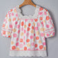 Pink Polka Dot Square Neck Blouse