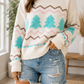 White Striped Christmas Tree Sweater