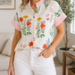 Beige Floral Ruffled Shirt