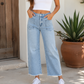 Frayed Cropped Straight Jeans