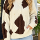 Beige Cable Knit Beaded Sweater