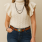 Cable Knit Ruffled Sweater