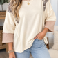 Beige Camo Colorblock Rib Top