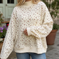 Beige Ribbed Floral Pullover