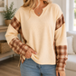 Beige Waffle Plaid Top