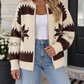 Beige Western Geometric Cardigan