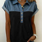 Black Denim Colorlock Top
