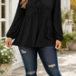 Black Bow Tie Peplum Blouse