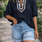 Dolman Leopard Trim Blouse