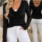 Black Drape Pleated Top