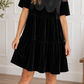 Black Embroidered Velvet Dress