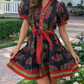 Black Retro Floral Mini Dress RTS