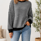 Black Stripe Ribbed Top