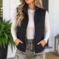 Black Textured Quilted Vest