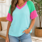 Blue Colorblock Twisted RIbbed Top RTS
